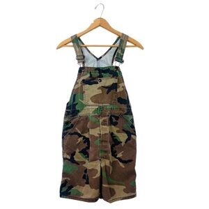90s Rothco Green and Beige Camouflage Overall Shorts Sz M